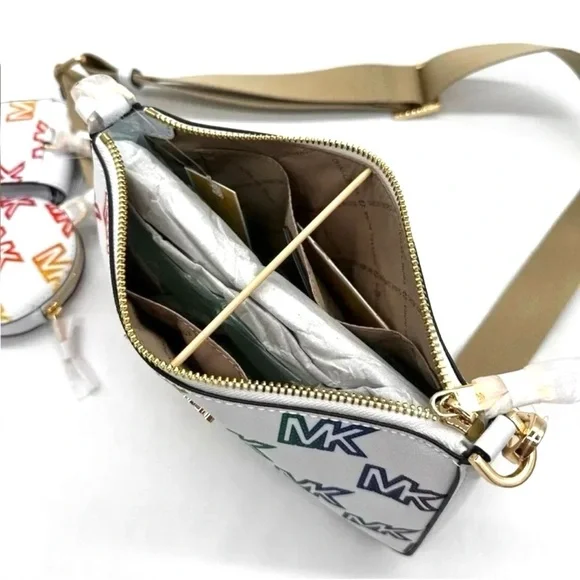 Michael Kors Jet Set Price Medium Crossbody W Tech Accessories Rainbow MK Logo
